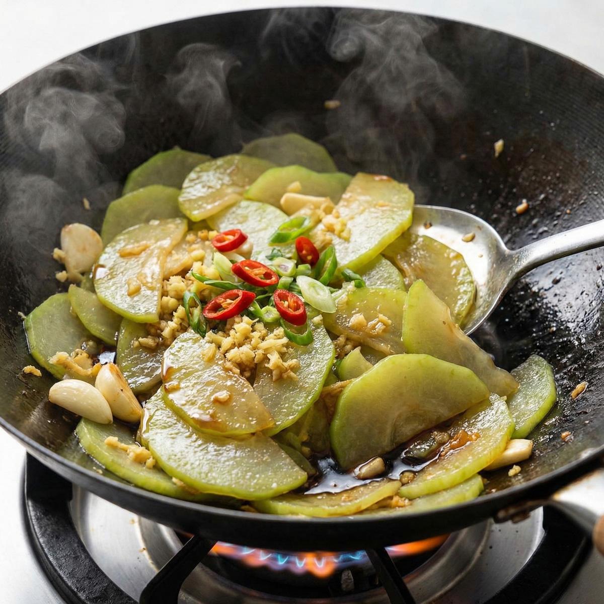 ázsiai pirított chayote ázsiai pirított chayote