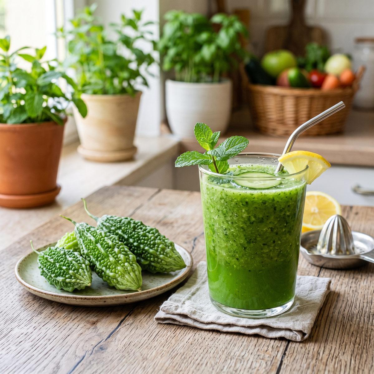 Balzsamkörte (momordica charantia) smoothie Balzsamkörte (momordica charantia) smoothie
