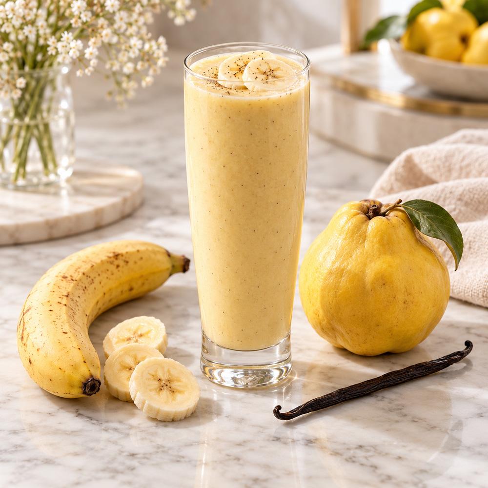 Vaníliás smoothie banánnal és birsalmával Vaníliás smoothie banánnal és birsalmával